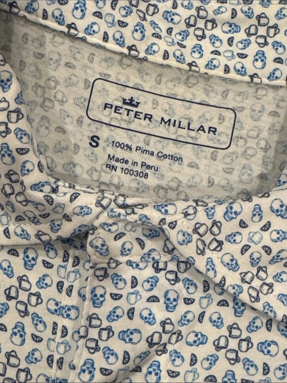 Peter Millar Light Blue Micro-Pattern Polo - Picture 2 of 5